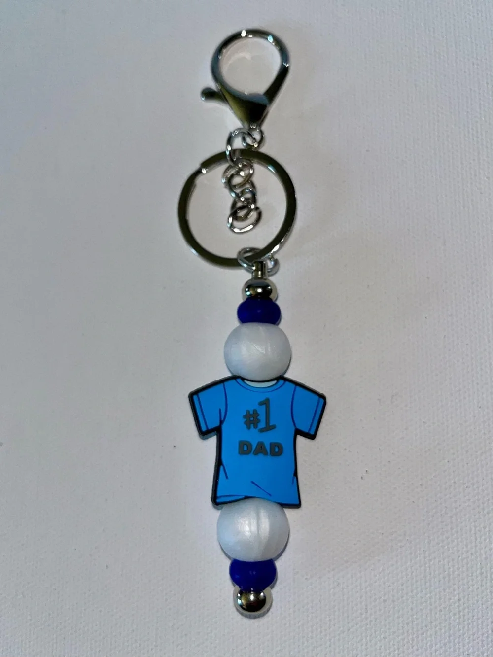 #1 Dad Blue T-Shirt Keychain - Men's Key & Card Holder Accessory